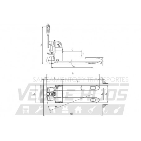 TRANSPALETA ELECTRICA 1500 KG 540X1150 MM