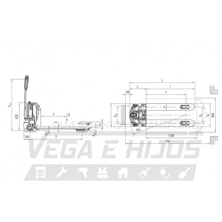 TRANSPALETA ELECTRICA ELEQTRA 540 X 1150 MM 1200 KG