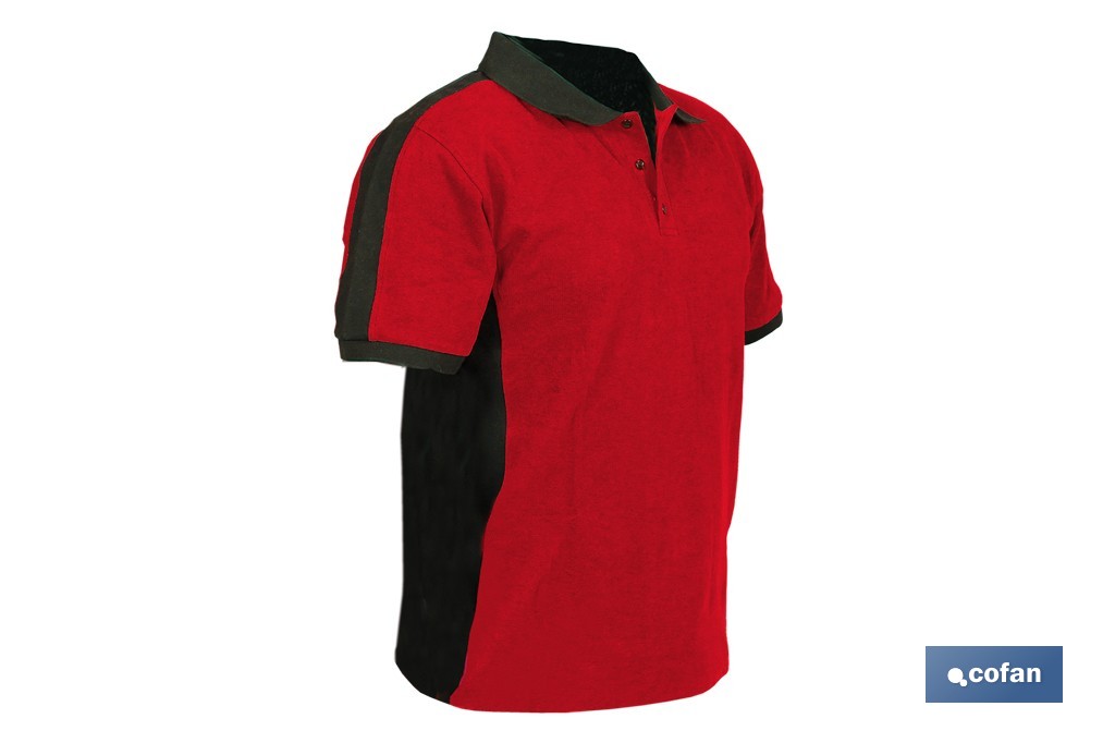 POLO HELA ELASTANO 210 G/M2 ROJO OSCURO-NEGRO TALLA L
