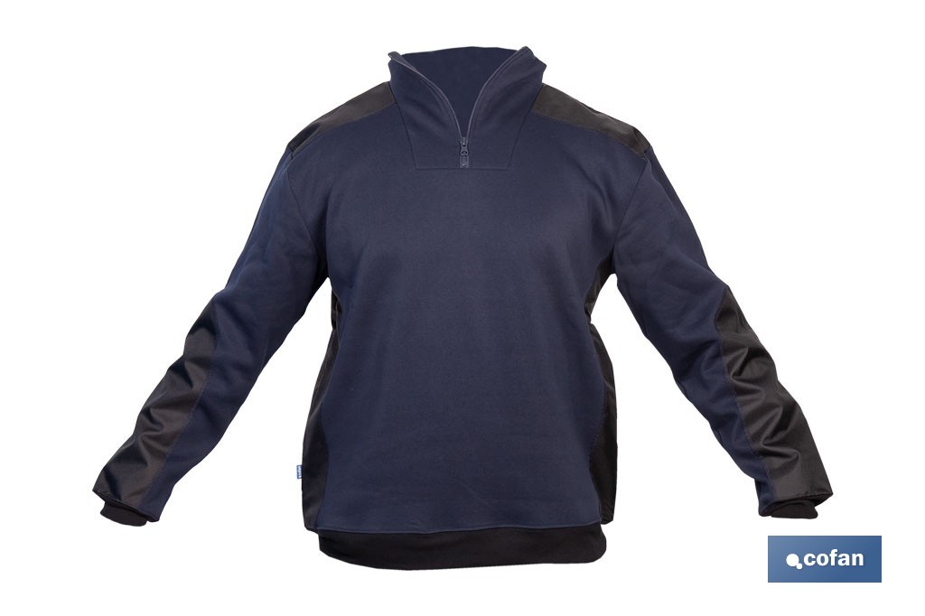 SUDADERA RANGER CUELLO CREMALLERA 280GMS AZUL-NEGRO T-L