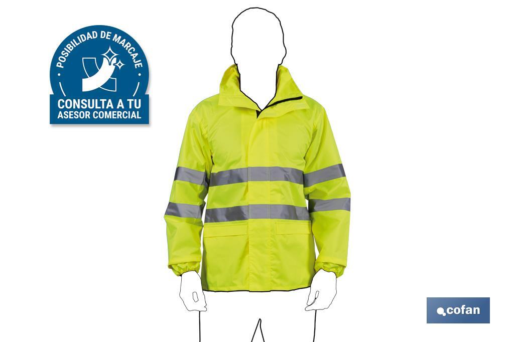 CHAQUETA DE LLUVIA DE ALTA VISIBILIDAD MODELO PÓLUX AMARILLA TALLA XXL