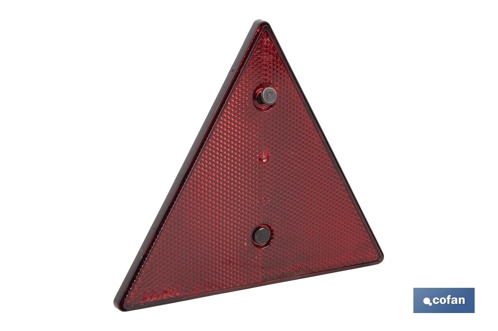 CATADIÓPTRICO TRIANGULAR ROJO 155 X 137 MM CON AGUJERO Y TORNILLOS