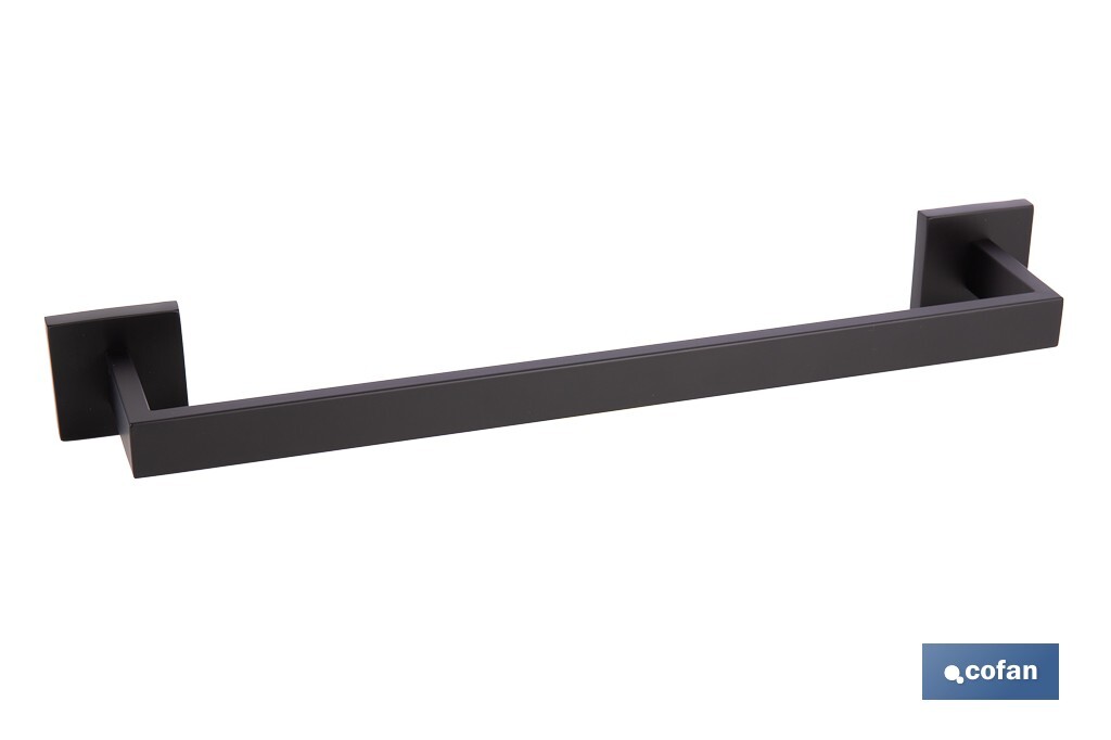 TOALLERO NEGRO MATE DE ACERO CON DISEÑO CUADRADO GAMA FAIAL 45 X 8 X 5,5 CM