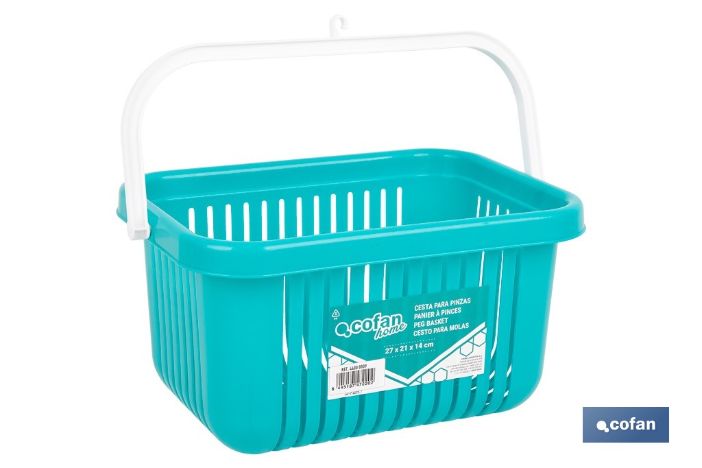 CESTA PARA PINZAS AZUL TURQUESA 27 X 21 X 14 CM