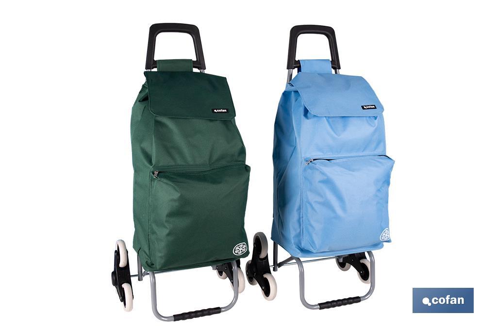 CARRO DE LA COMPRA AZUL PLEGABLE DE HIERRO CON 6 RUEDAS SUBE ESCALERAS 42 L