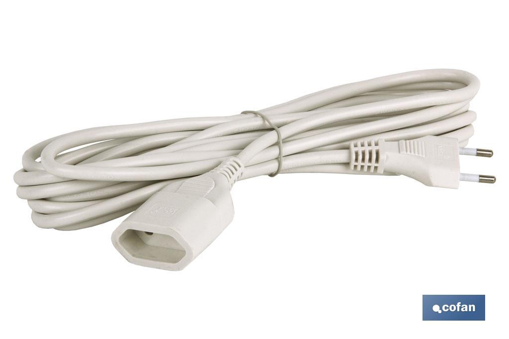 PROLONGADOR BIPOLAR 10A250V ESPIGAØ4 CABLE 5M BLANCO