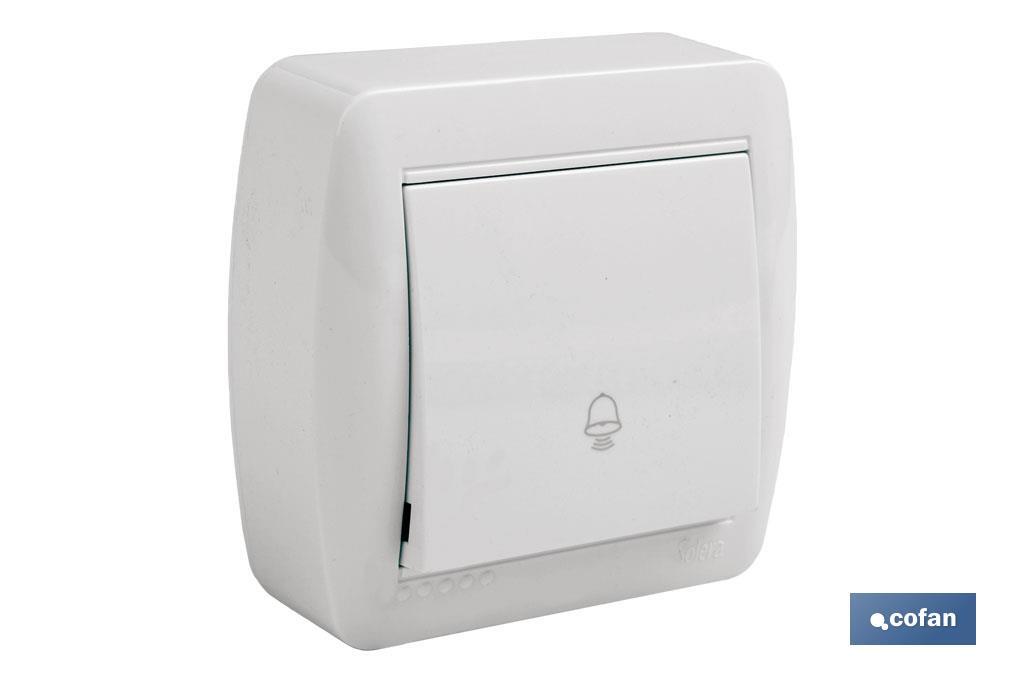 PULSADOR CAMPANA SUPERFICIE MODELO ATLANTIS 10A BLANCO