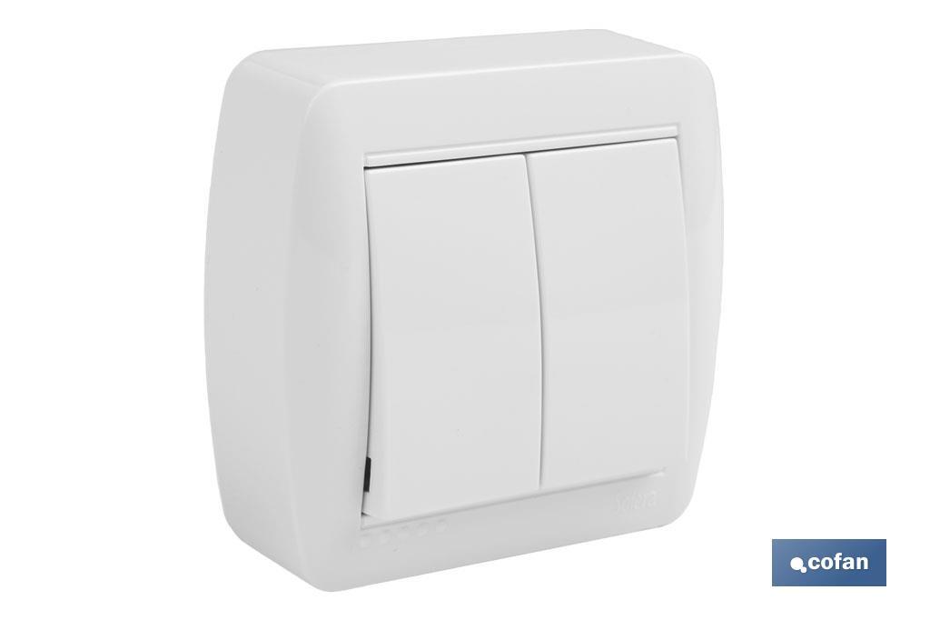 DOBLE INTERRUPTOR SUPERFICIE  MODELO ATLANTIS10A BLANCO