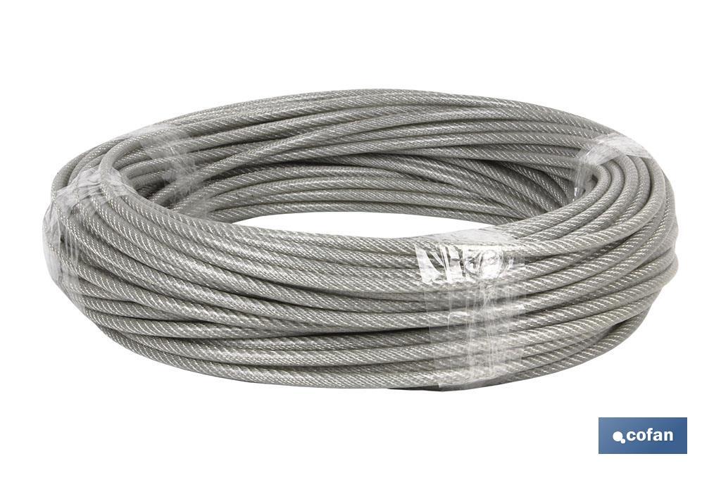 CABLE ACERO (6mm) 4X6MM  6X7+1 PLAST. (50M)