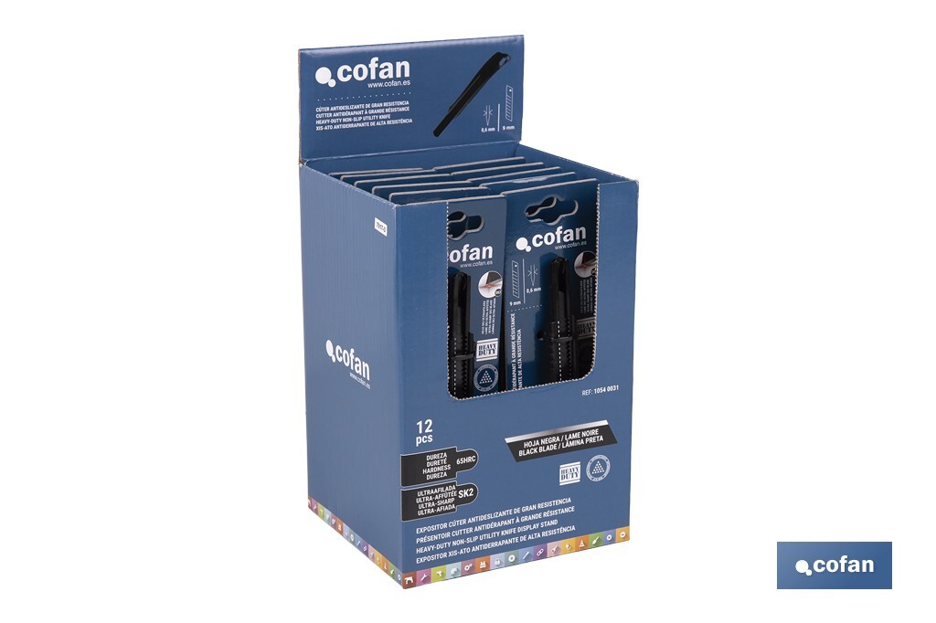 EXPOSITOR DE CÚTER ANTIDESLIZANTE HEAVY DUTY 9 MM 12 UDS. (PACK: 1 UDS)