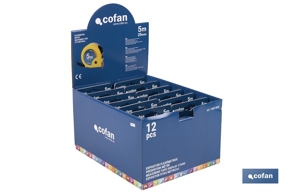 EXPOSITOR DE FLEXÓMETROS 25 MM X 5 M 12 UDS. (PACK: 1 UDS)