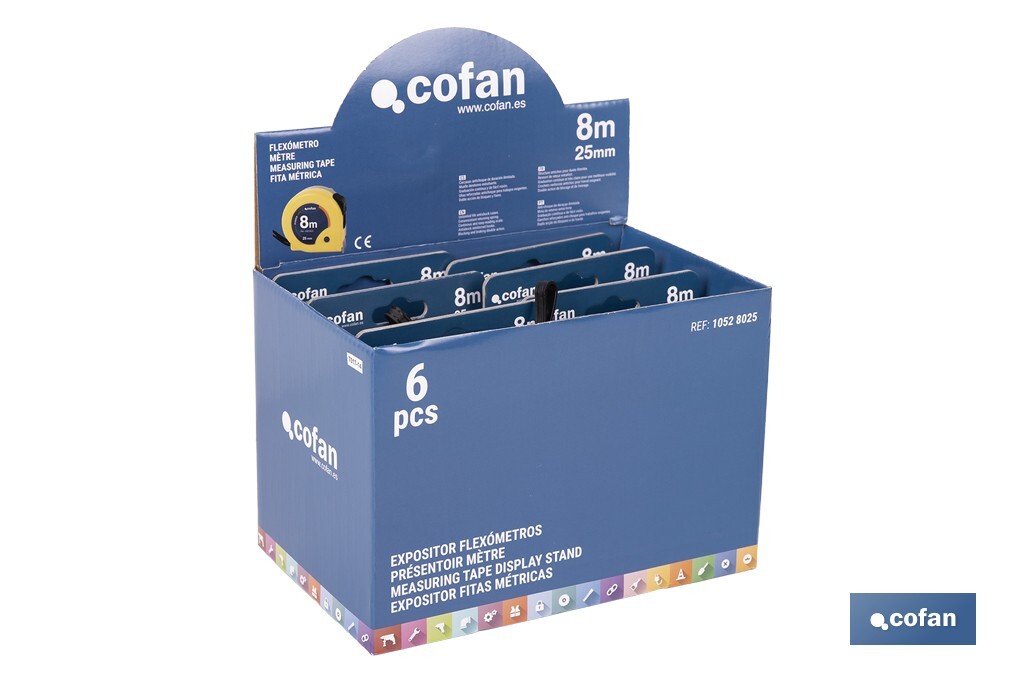 EXPOSITOR DE FLEXÓMETROS 25 MM X 8 M 6 UDS. (PACK: 1 UDS)