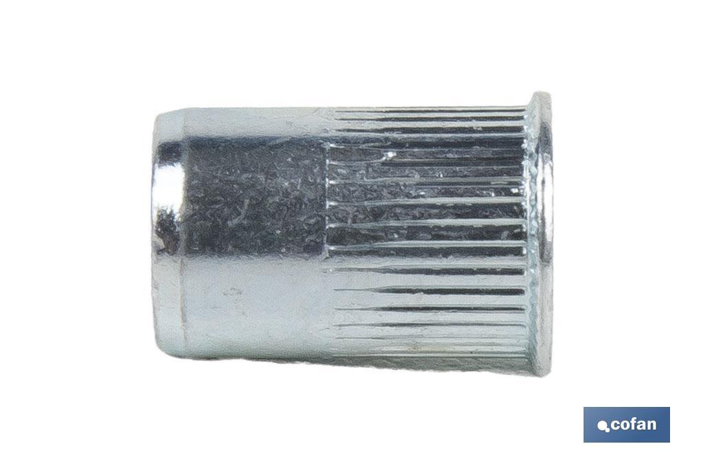 TUERCAS REMACHABLES RANURADAS CABEZA REDUCIDA ACERO M4 (PACK: 1000 UDS)