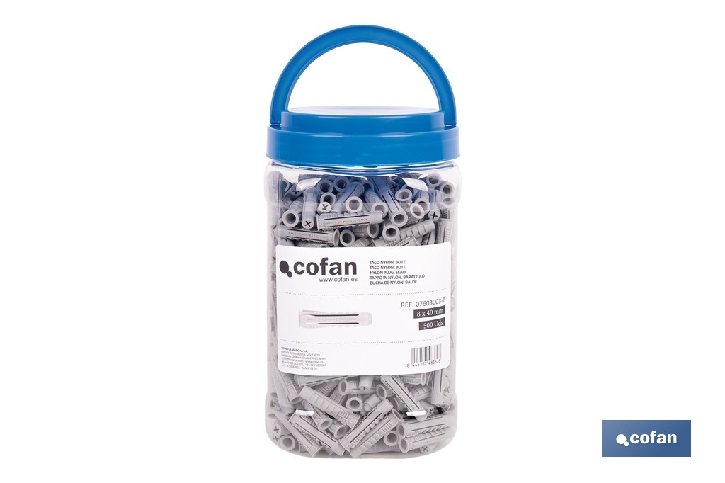 TACO NYLON PA-6 M-8X40 BOTE DE 500 UDS. (PACK: 1 UDS)