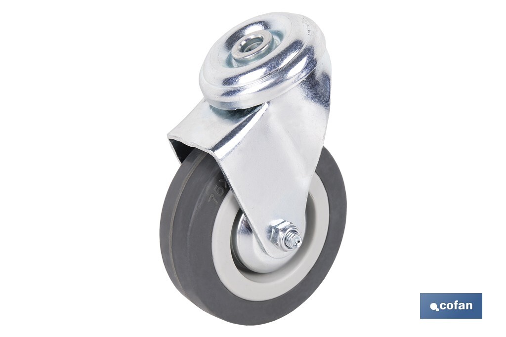 RUEDA GOMA/GRIS PASANTE Ø75X22MM (PACK: 2 UDS)