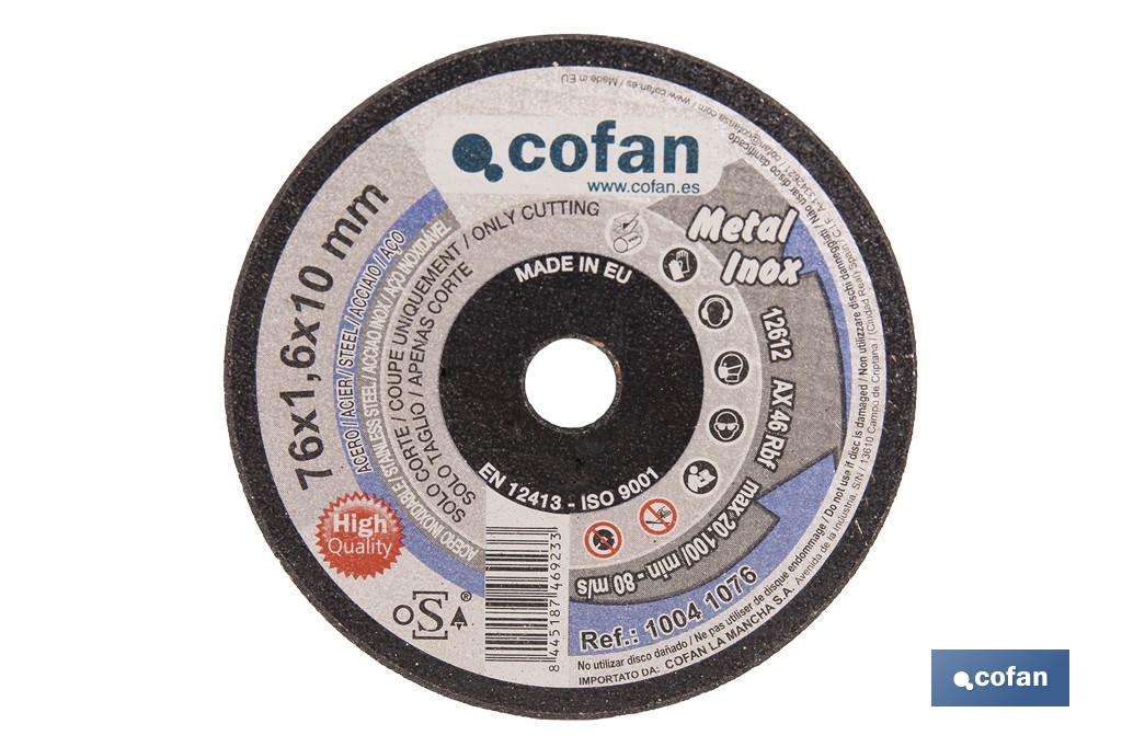 DISCO CORTE - 76X1,6X10 INOX PROFES. (PACK: 1 UDS)