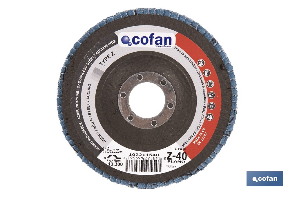 DISCO LAMINADO PROFESIONAL PLANO 115 MM. G-120 ZIRCONIO (PACK: 1 UDS)