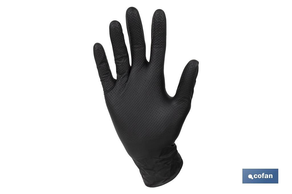 CAJA 100 UDS. GUANTES DE NITRILO NEGRO DIAMANTADO 8,5 G TALLA L (PACK: 1 UDS)
