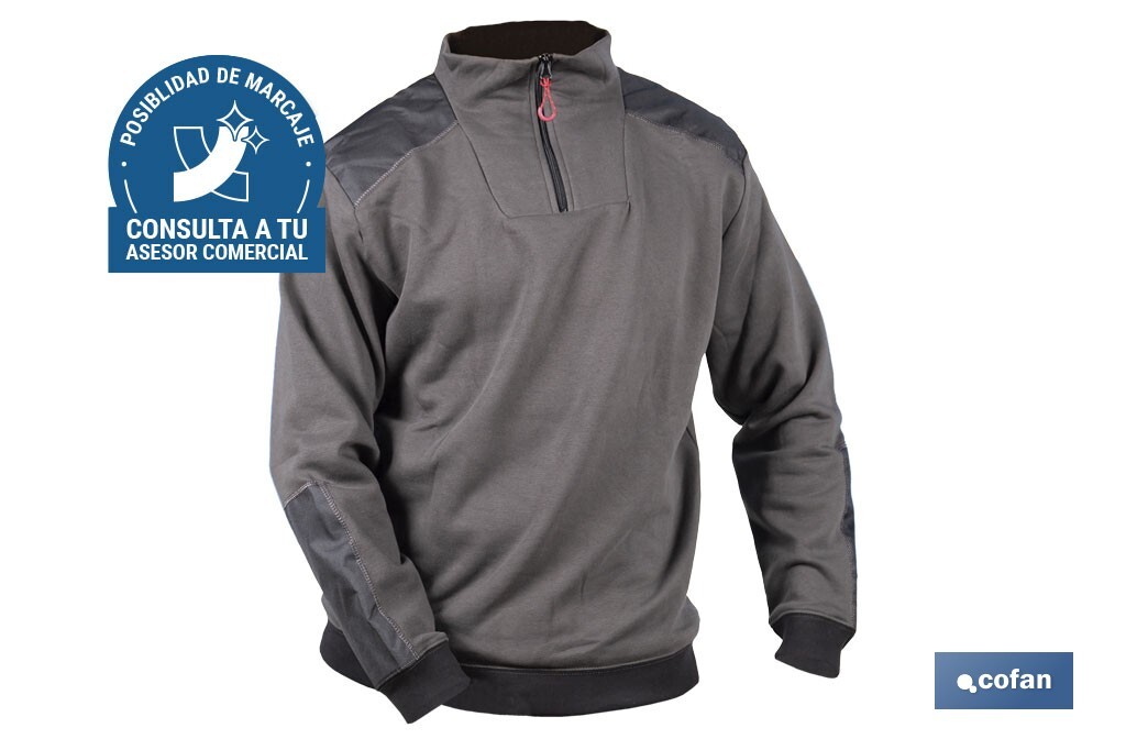 SUDADERA CUELLO CREMALLERA 280gms/m GRIS-NEGRO T-L (PACK: 1 UDS)