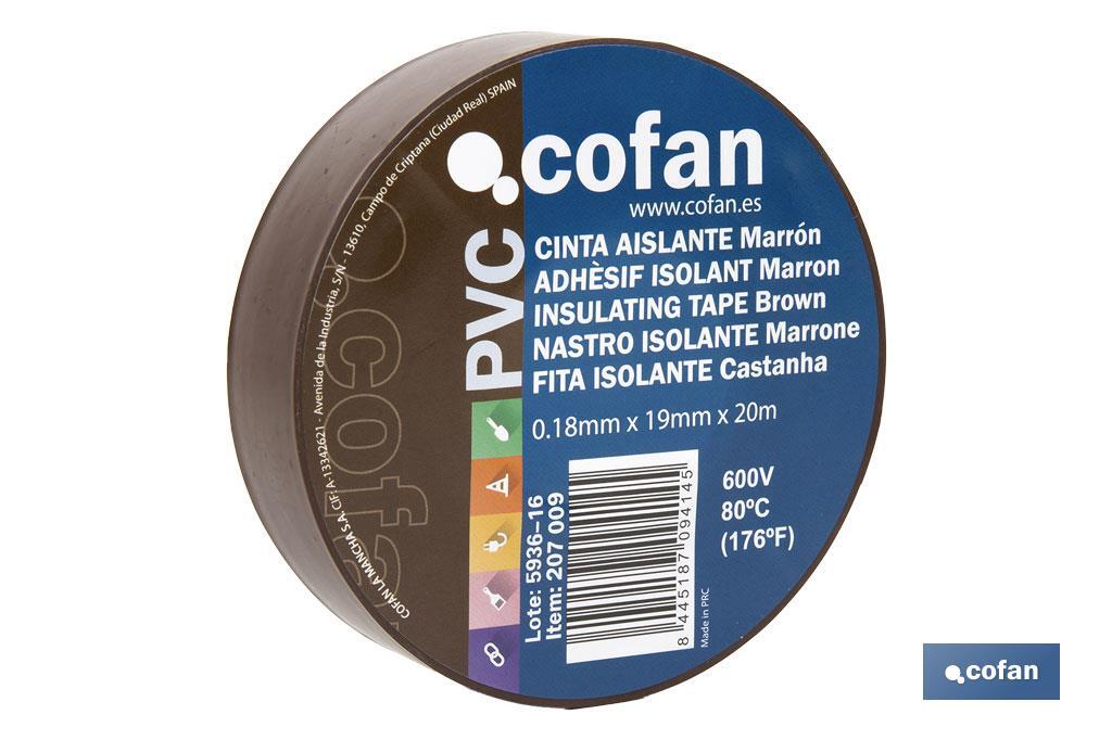 CINTA AISLANTE 180 Micras MARRON 19mmX20 Metros (PACK: 10 UDS)