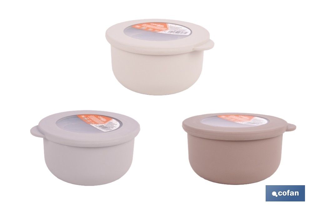 SET DE 3 RECIPIENTES REDONDOS CON TAPA 100 ML, 250 ML, 500 ML (PACK: 1 UDS)