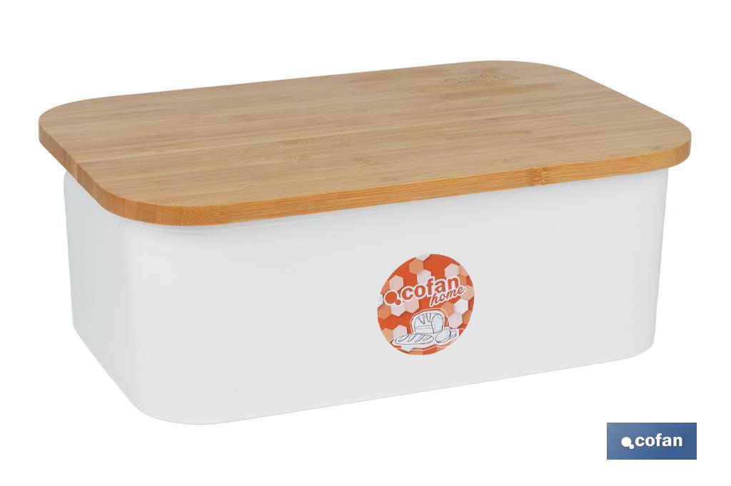 PANERA CON TAPA DE BAMBÚ COLOR BLANCO/MADERA 36 X 24 X13 CM (PACK: 1 UDS)
