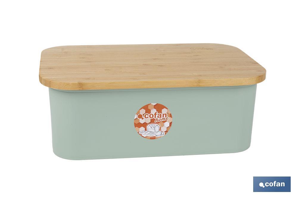 PANERA CON TAPA DE BAMBÚ COLOR VERDE/MADERA 36 X 24 X13 CM (PACK: 1 UDS)