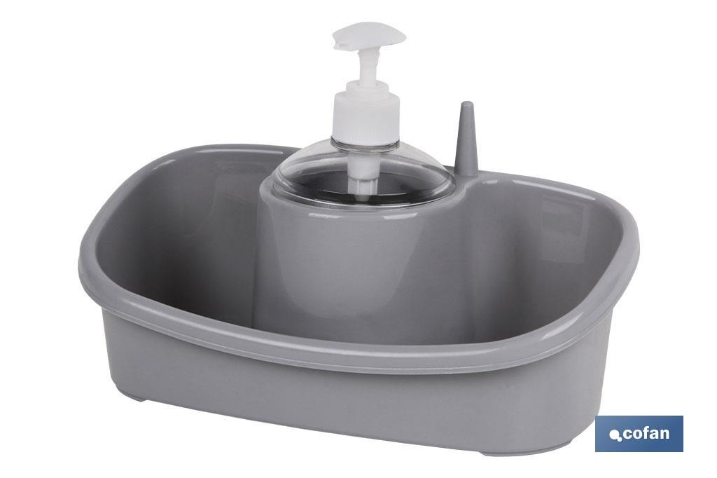 ESTROPAJERO CON DOSIFICADOR GRIS CLARO 26X13X16.5cm venta unitaria (PACK: 1 UDS)