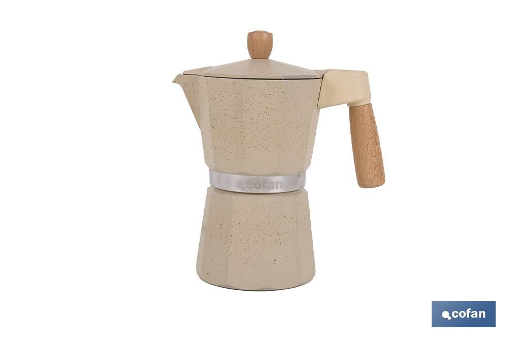 CAFETERA ITALIANA DE INDUCCIÓN BEIGE CON GRANITO 6 TAZAS (PACK: 1 UDS)