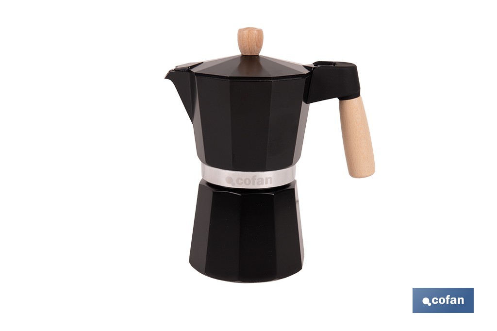 CAFETERA ITALIANA DE INDUCCIÓN NEGRA 6 TAZAS (PACK: 1 UDS)