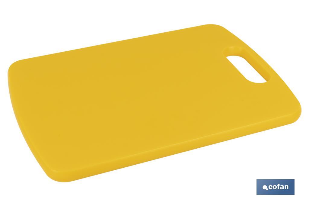 TABLA CORTE CON ASA AMARILLO 34X24X1.5cm MODELO CHIPS (PACK: 1 UDS)