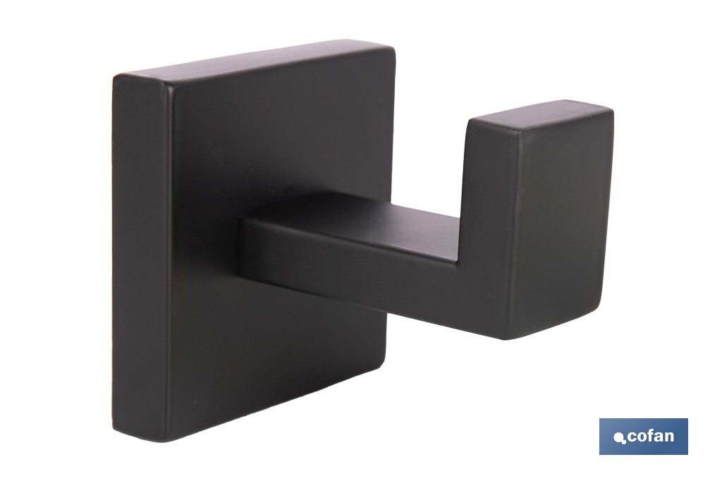 PERCHA NEGRA MATE DE ACERO CON DISEÑO CUADRADO GAMA FAIAL 5,5 X 6 X 5,5 CM (PACK: 1 UDS)