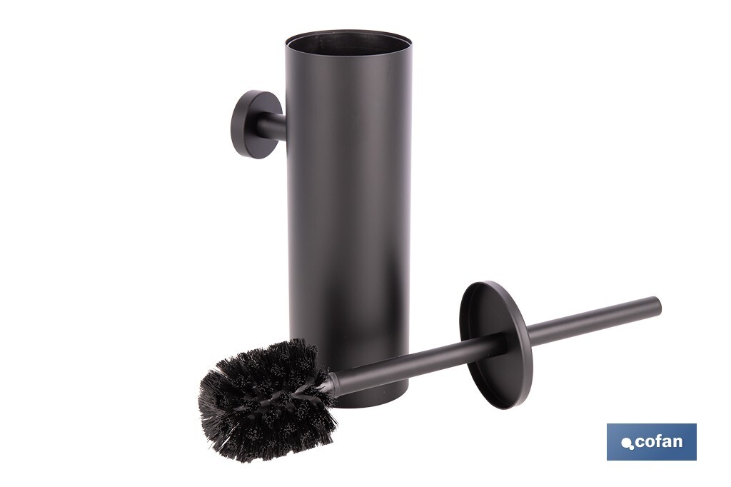 ESCOBILLERO DE PARED PARA INODORO NEGRO MATE DE ACERO GAMA RIBEIRA 9,1 X 12,9 X 39 CM (PACK: 1 UDS)