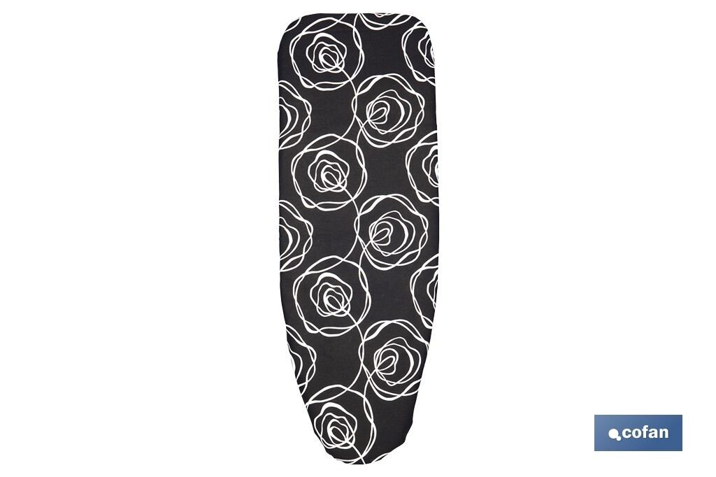 FUNDA ACOLCHADA PARA TABLA DE PLANCHAR 135 X 53 CM ROSAS NEGRAS (PACK: 1 UDS)