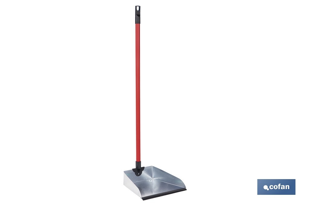 RECOGEDOR METÁLICO GALVANIZADO CON GOMA Y MANGO 83 X 24 CM (PACK: 1 UDS)