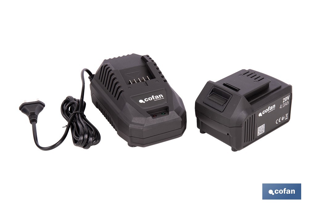 PACK CARGADOR 20 V 4.5 A Y BATERÍA Li-ion 20 V 4.0Ah (PACK: 1 UDS)