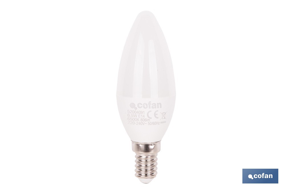 BOMBILLA LED VELA 6.5 W E14 806 LM 6500 K (PACK: 1 UDS)