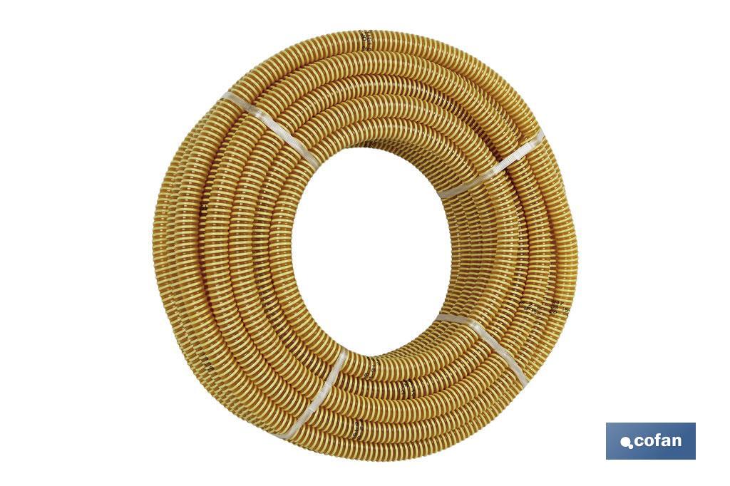 ROLLO DE TUBO DE ASPIRACIÓN ESPIRAL AMARILLO Ø80 MM 25 M (PACK: 1 UDS)