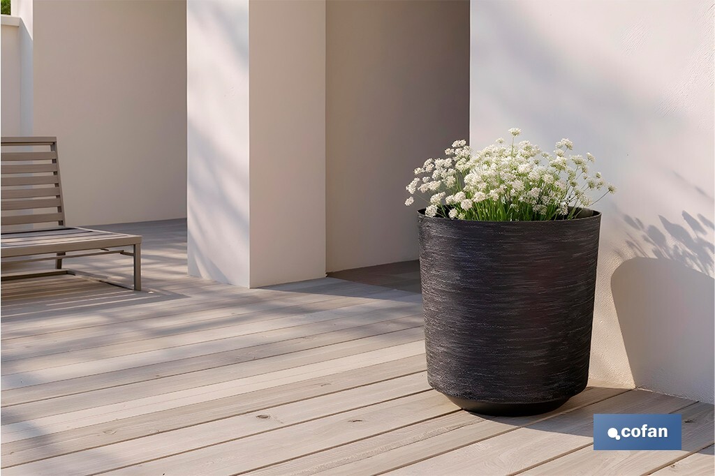 MACETA O MACETERO GAMA TEXTIL COLOR NEGRO PP Ø 285 X 316 MM 16 L (PACK: 4 UDS)