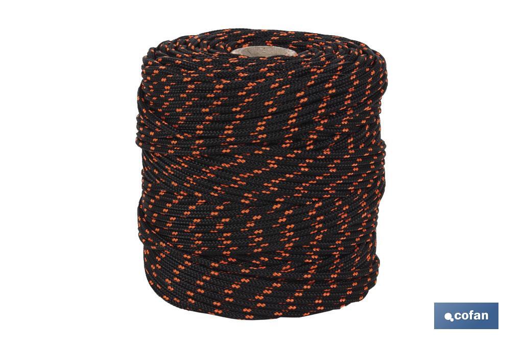 CORDÓN TRENZADO HIPPIE NEGRO/NARANJA 3 MM X 25 M (PACK: 1 UDS)