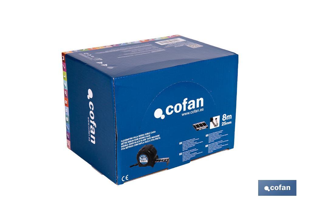 EXPOSITOR FLEXÓMETRO HOJA NEGRA DOBLE CARA 25 MM X 8 M 6 UDS.
