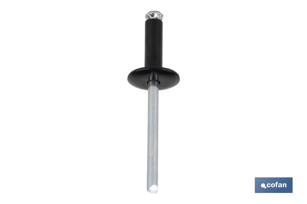 REMACHE FLOR CABEZA ANCHA 4,8 X 20 MM NEGRO