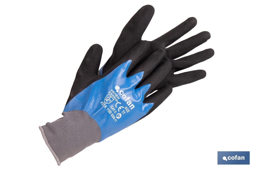 GUANTE IMPREGNADO SANDY DOBLE CAPA DE NITRILO AZUL TALLA 10