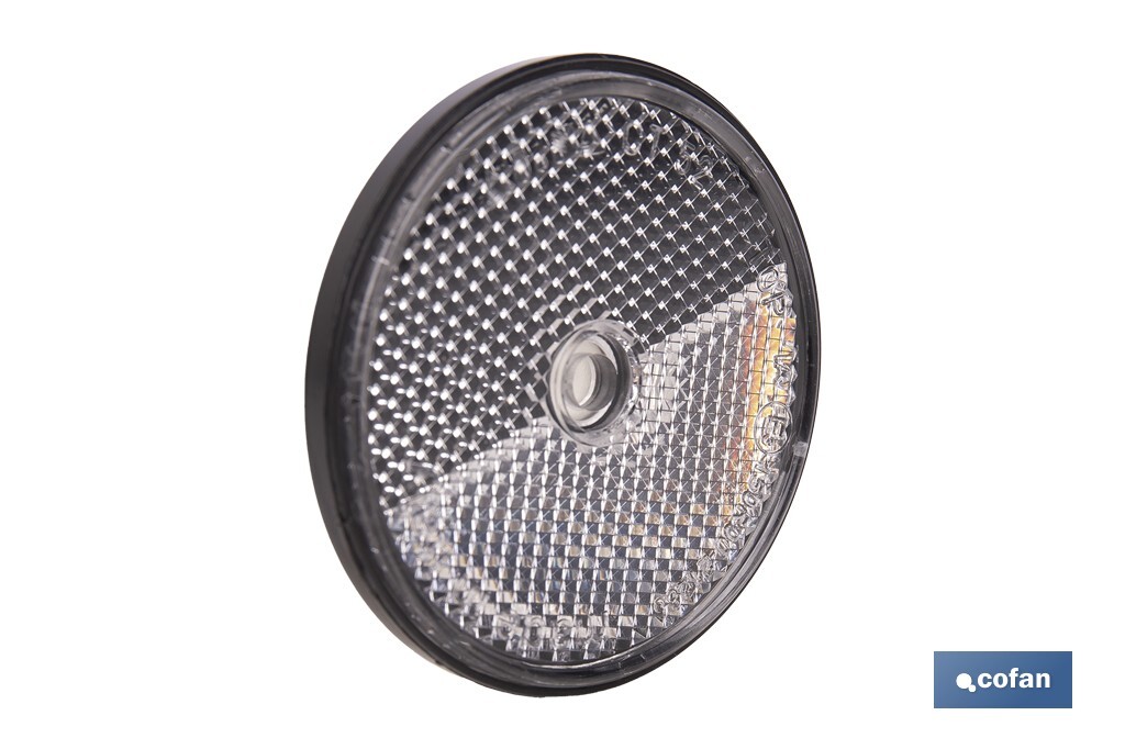 CATADIÓPTRICO REDONDO BLANCO Ø60 MM CON AGUJERO SIN TORNILLO CON ADHESIVO