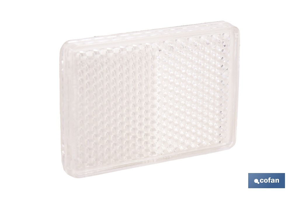 CATADIÓPTRICO RECTANGULAR BLANCO 56 X 39 MM CON ADHESIVO