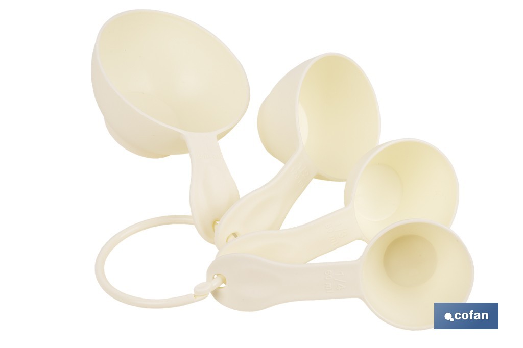 JUEGO DE 4 CUCHARAS MEDIDORAS 60 ML, 80 ML, 120 ML, 240 ML (PACK: 1 UDS)