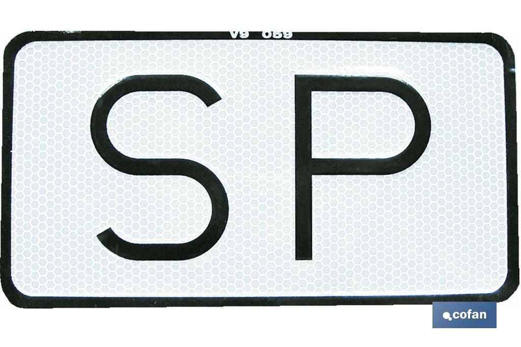 PLACA SP V-9 SERVICIO PÚBLICO 150X75 MM (PACK: 1 UDS)