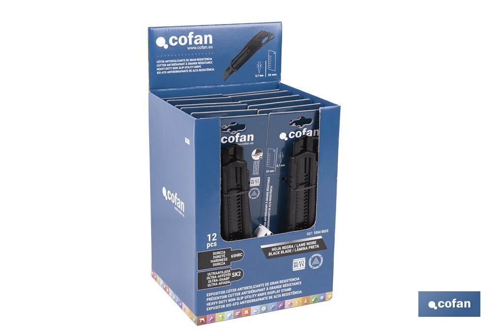 EXPOSITOR DE CÚTER ANTIDESLIZANTE HEAVY DUTY 25 MM 12 UDS. (PACK: 1 UDS)