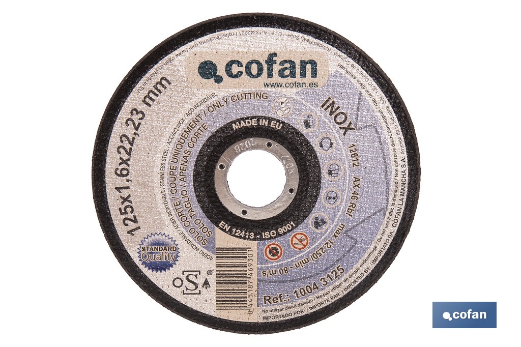 DISCO CORTE - 125X1,6X22,23 METAL STAND. (PACK: 1 UDS)