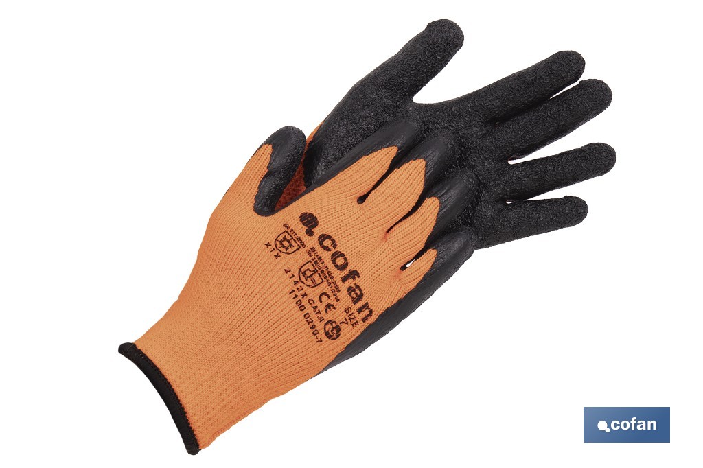 GUANTE NARANJA FLUOR CON REVESTIMIENTO LATEX TERMICO T-10 VENTA UNITARIA (PACK: 1 UDS)